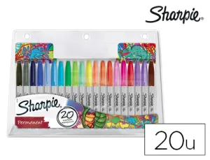 Rotuladores Sharpie Permanente Punta Fina Blister de 20 Unidades Colores Surtido