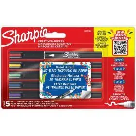 5 Rotuladores Sharpie Creative Markers Punta Pincel Acrylicos Base Agua