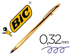 (20) Boligrafos Cristal Medium Oro Bic