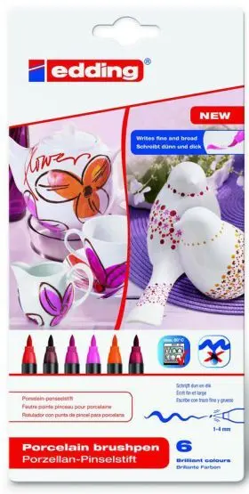 6 Rotuladores para Porcelana Edding