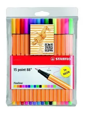 15 Rotuladores Stabilo Point 88 Neon