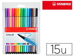 (15) Stabilo 15 Rotuladores Pen 68 Estuche