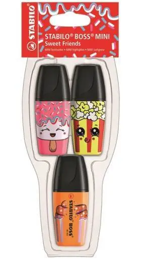 Stabilo Boss Mini Sweet Friends Clamshell Amarillo Rosa, Naranja C. colg