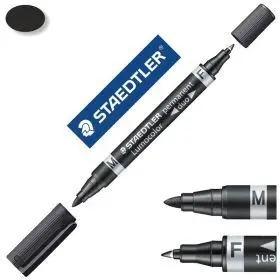 Rotulador Permanente Lumocolor Duo F M Negro Doble Punta Staedtler