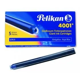 (5) Recambios Largos Tinta Pluma Pelikan Azul