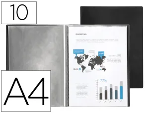 Carpeta Liderpapel Escaparate 37905 10 Fundas Polipropileno Din A4 Negro Opaco