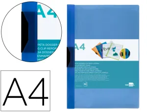 Carpeta Dossier Azul Pinza Lateral Din A4 Plp 30 Hojas
