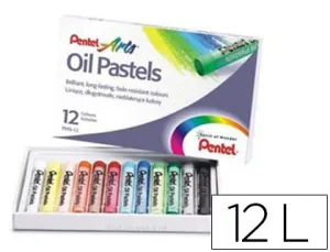 Caja 12 Colores Pastel Aceite Pentel