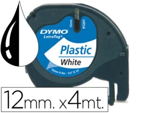 Cinta Dymo Letratag Plastico Negro/Blanco 4M X 12M Dymo - Newell