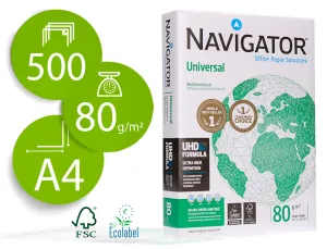 (500) A4 Navigator Universal 80G Paquete Papel Folio