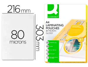 (100) Funda Plastificar Q-Connect 303 X 216Mm 80 Mc Din A4