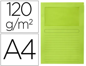 Subcarpeta Cartulina Q-Connect Din A4 Verde con Ventana Transparente 120 Gr