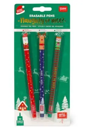 Set 3 Borrables Navidad Gel Pens - Santa Claus + Reno + Elfo