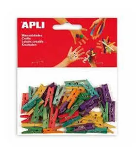 Bolsa 45 Mini Pinzas Madera Colores 25X3Mm Apli