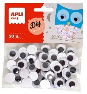 B. ojos Moviles Negros Adh. red. 15Mm 50 u Apli