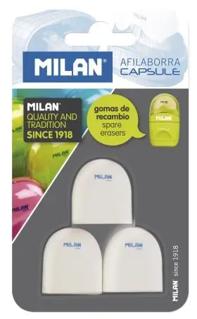 Blister 3 Gomas Recambio Afilaborra Capsule Milan