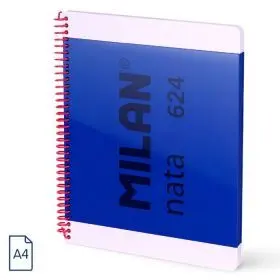 Cuaderno A4 Azul 80H. espiral Cuadr. nata