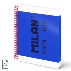 Cuaderno A5 Azul 80H. espiral Cuadr. Nata