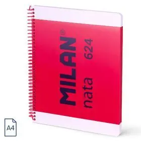 Cuaderno A4 Rosa 80H. espiral Liso Nata