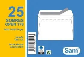 Sobre Sam 120X176 Bco. 90G Open Paq. 25