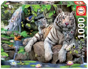 Puzzle 1000 Tigres Blancos de Benga Educa