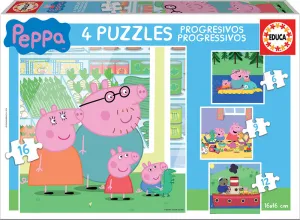 Progresivos Peppa 6+9+12+16 4 Puzzles Piezas Educa Puzzles Piezas