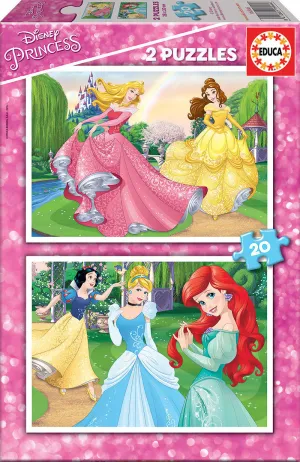 2 Puzzles Piezas X 20 Piezas Disney Princess Educa Puzzles Piezas