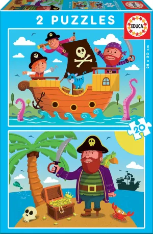 2 Puzzles Piezas X20 Piezas Piratas Educa Puzzles Piezas