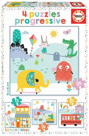 Lemon Ribbon 12+16+20 4 Puzzles Piezas Educa Puzzles Piezas