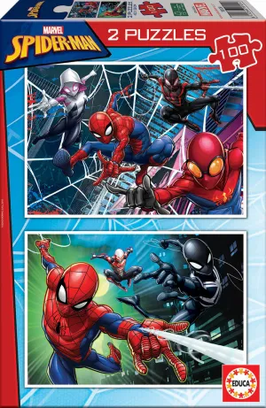 2 Puzzles Piezas X100 Spider-Man Fsc(R) Educa Puzzles Piezas