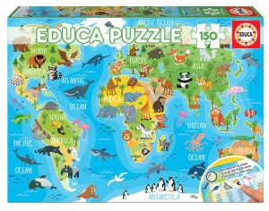 Puzzle 150 Mapamundi Animales Fsc(R Educa