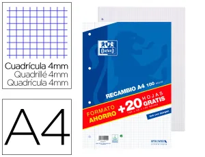 Recambio A4 4Mm 100 + 20 Hojas Gratis Oxford (Papeleria)