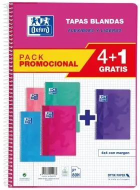 Pack 4+1 Cuadernos Fº Tb 80G