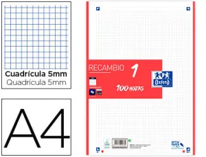 Recambio 1 Color Banda A4 100H 5X5 90G Rojo