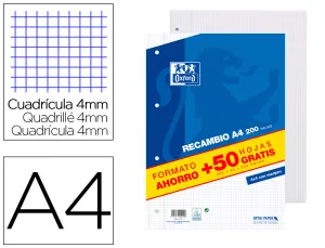 Recambio A4 4Mm 200 + 50 Hojas Gratis Oxford (Papeleria)