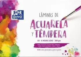 Sobre 6 Laminas A3 300G Acuarela y Temperas
