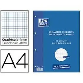 Recambio A4 4Mm sin Taladros con Margen 90 Gramos Oxford (Papeleria)