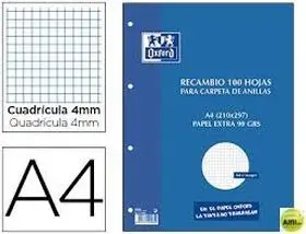 Recambio 4º 4Mm 4 Taladros Cuarto/A5 Oxford (Papeleria)