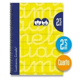Cuaderno Espiral 4º/A5 2,5Mm Extradura Amarillo Lamela Libreta Cuarto