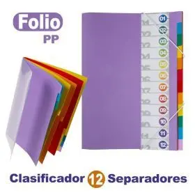Clasificador 12 Divisiones Multicolor Transparente Grafoplas