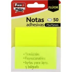Pack 50 Notas Adh. 75X75Mm Amarillo Neo Grafoplas