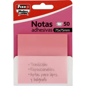 Pack 50 Notas Adh. 75X75Mm Rosa Pastel Grafoplas