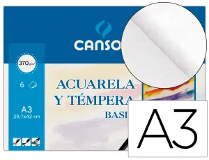 (6) Laminas A3 Acuarela Basik 370 Gramos Guarro - Canson