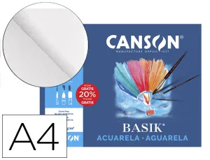 (6) Laminas A4+ Acuarela Basik 370 Gramos Guarro - Canson
