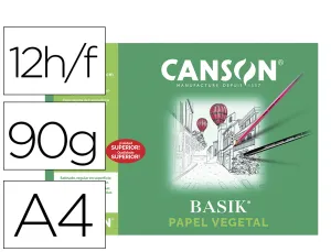 (12) Laminas A4 Vegetal Basik 95 Gramos Guarro - Canson