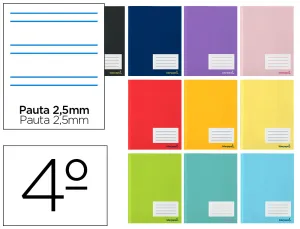 Cuaderno Grapado 4º/A5 2 Rayas 2,5Mm 32H 60G con Margen Write Libreta Cuarto