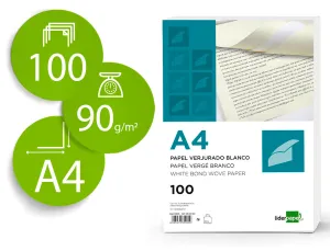 (100) Papel Verjurado Crema Din A4 90 Gr C. Sur - Liderpapel