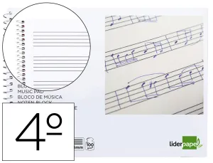 Bloc Pentagramas 4Mm Cuaderno 4º/A5 20H 100G Block Libreta Cuarto