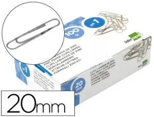 Clips Liderpapel N. 1 Labiados 20 mm Caja de 100 Unidades