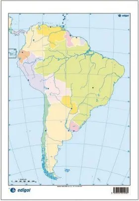 Mapa Mudo Físico América Sur y Central